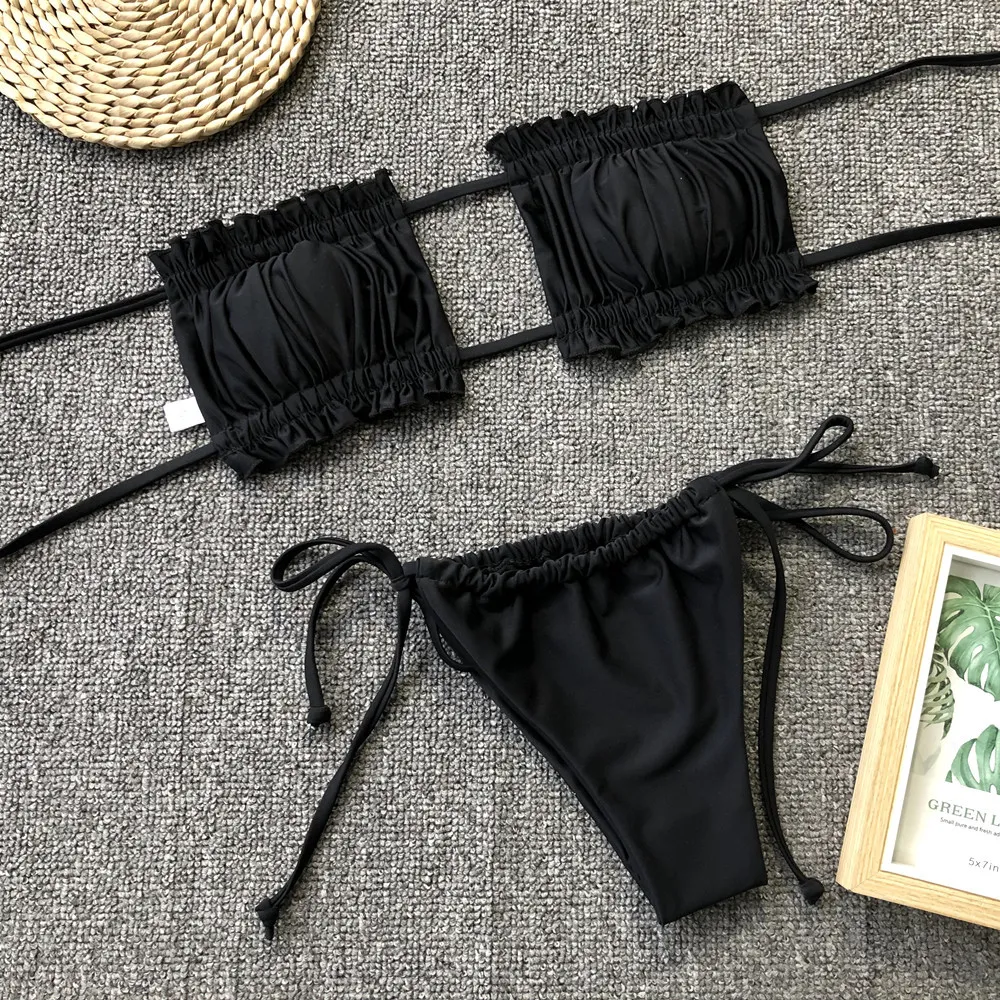 Frill Trim Ruched Bikini Set, image 24