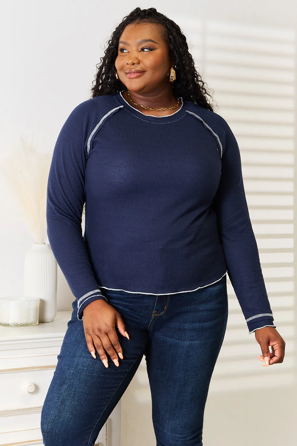 Long Raglan Sleeve Round Neck Top, image 9