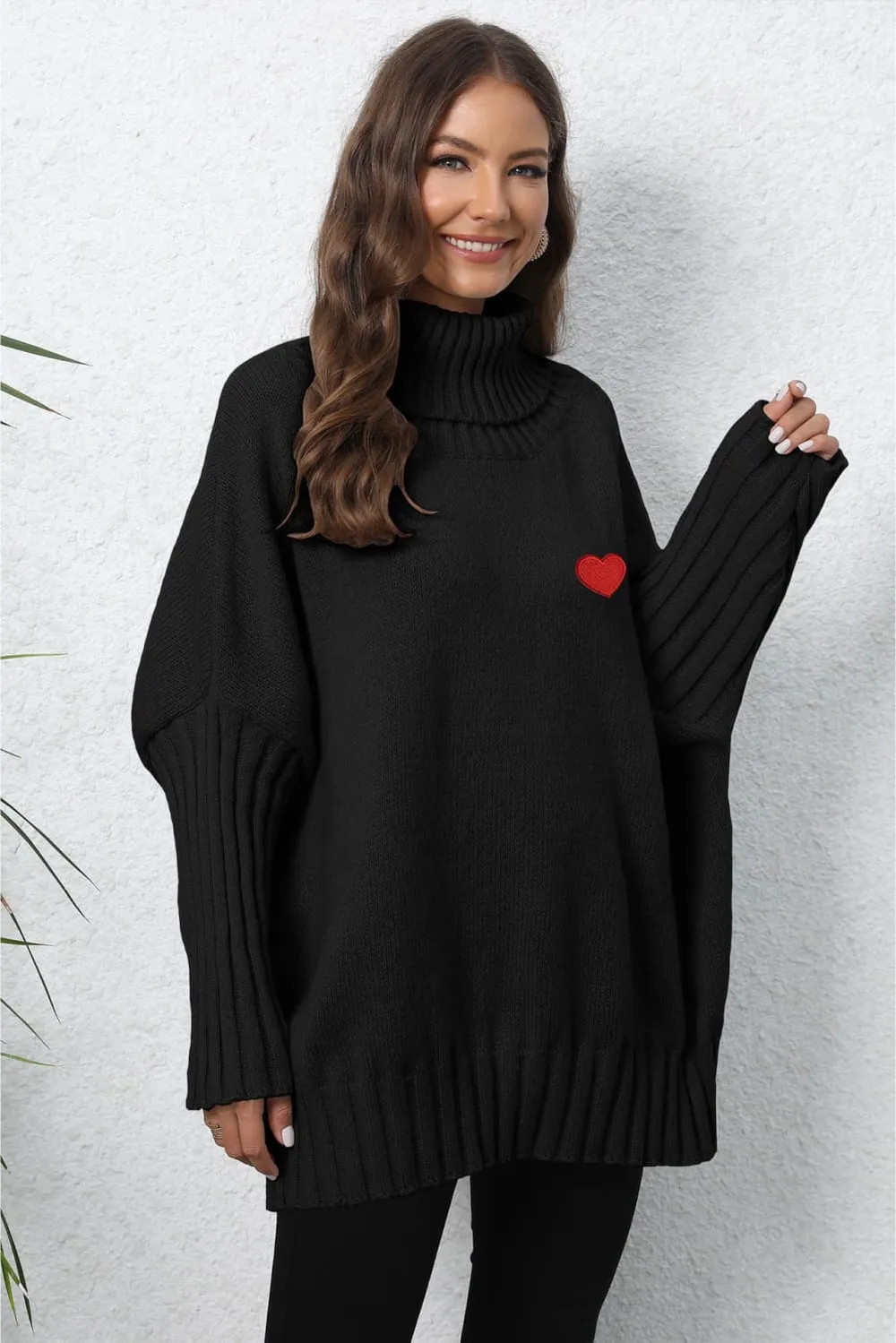 Turtle Neck Long Sleeve Ribbed Sweater, image 4