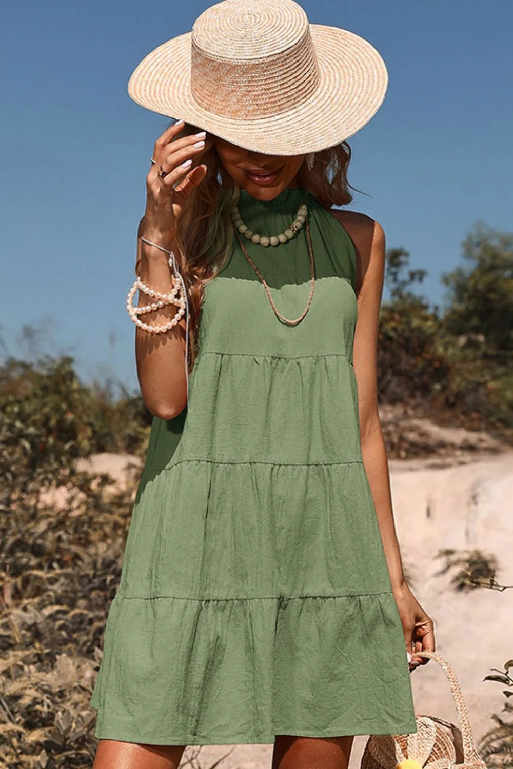 Tie Back Sleeveless Tiered Dress, image 10