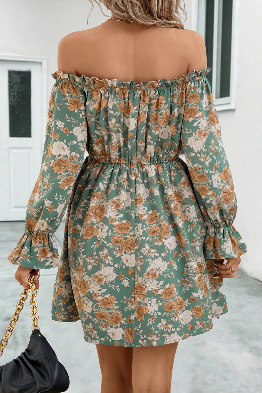 Floral Off-Shoulder Flounce Sleeve Dress, image 2