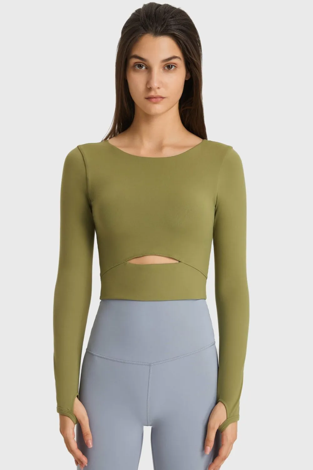 Cutout Long Sleeve Cropped Sports Top, image 9
