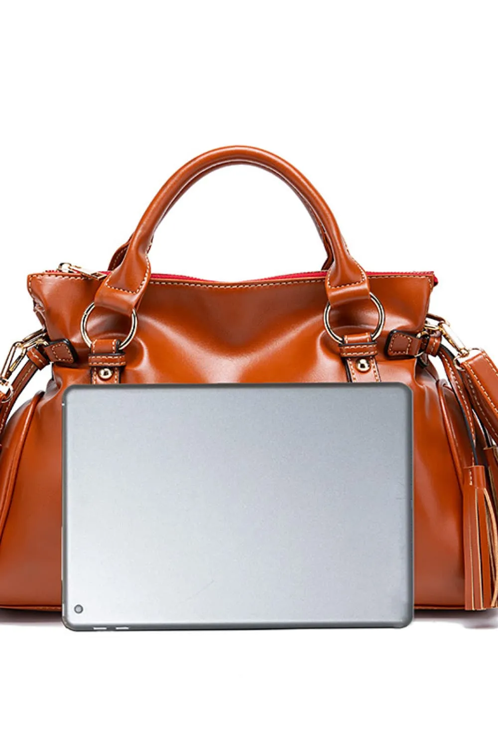 PU Leather Handbag with Tassels, image 10