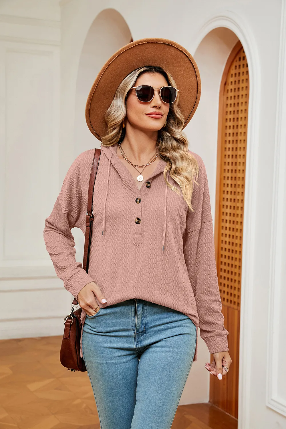 Half-Button Dropped Shoulder Hoodie, image 17