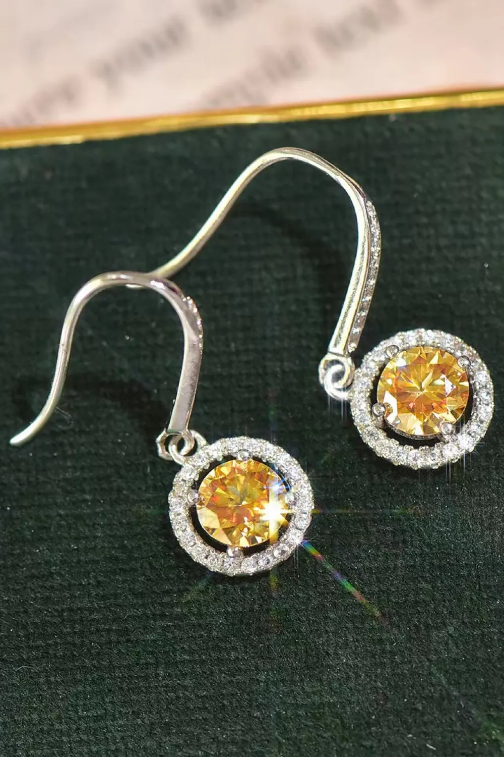 Platinum-Plated 2 Carat Moissanite Drop Earrings, image 2