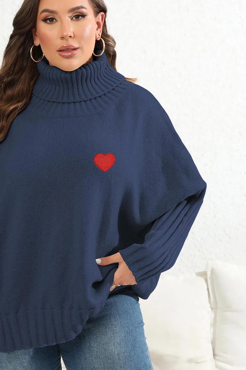 Plus Size Turtle Neck Long Sleeve Sweater, image 18