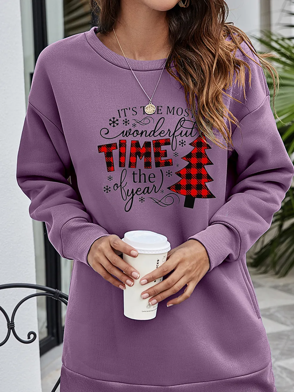 Christmas Tree Graphic Drop Shoulder Sweatshirt, image 18