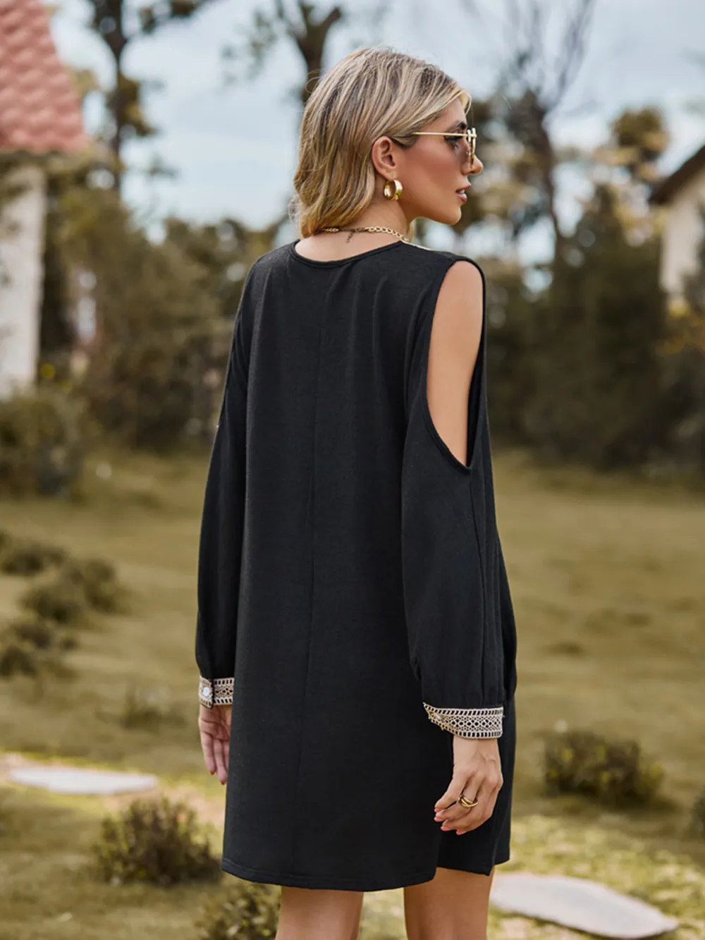 V-Neck Cutout Sleeve Mini Dress, image 11