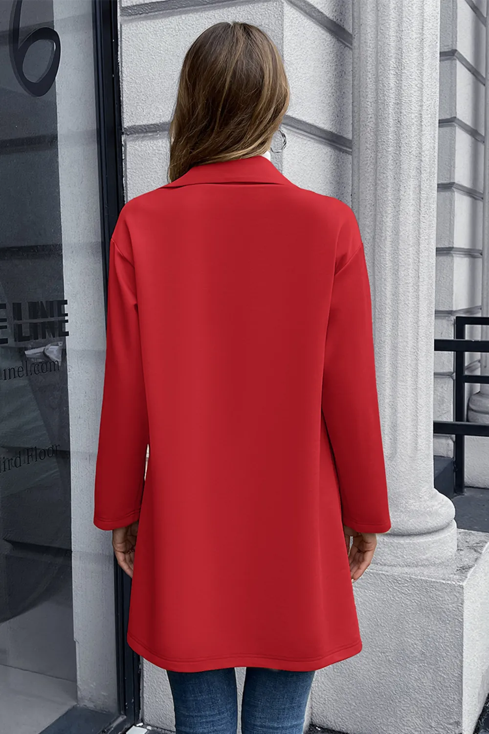 Lapel Collar Long Sleeve Blazer, image 7