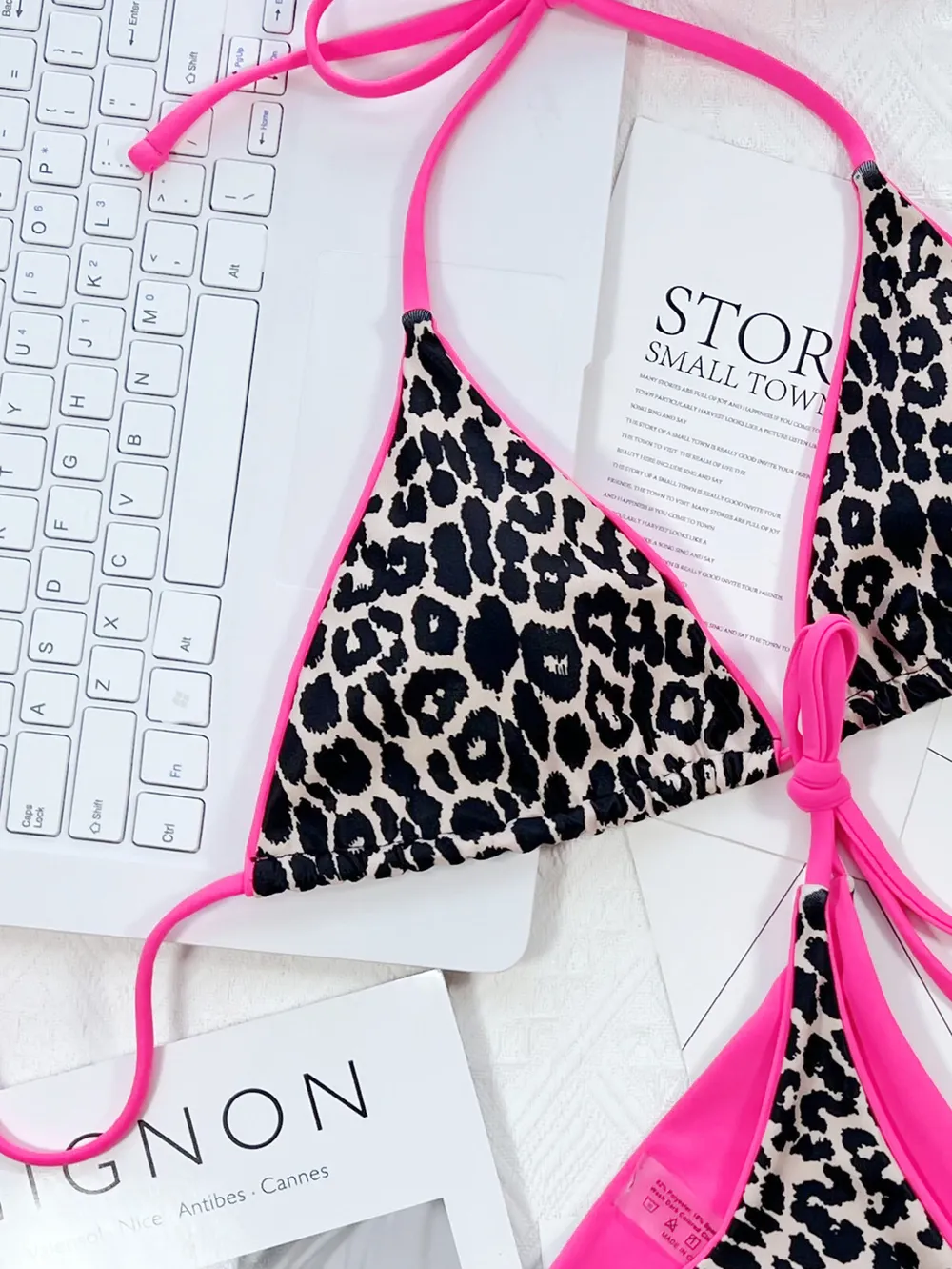 Leopard Print Halter Neck Tie Side Bikini Set, image 19