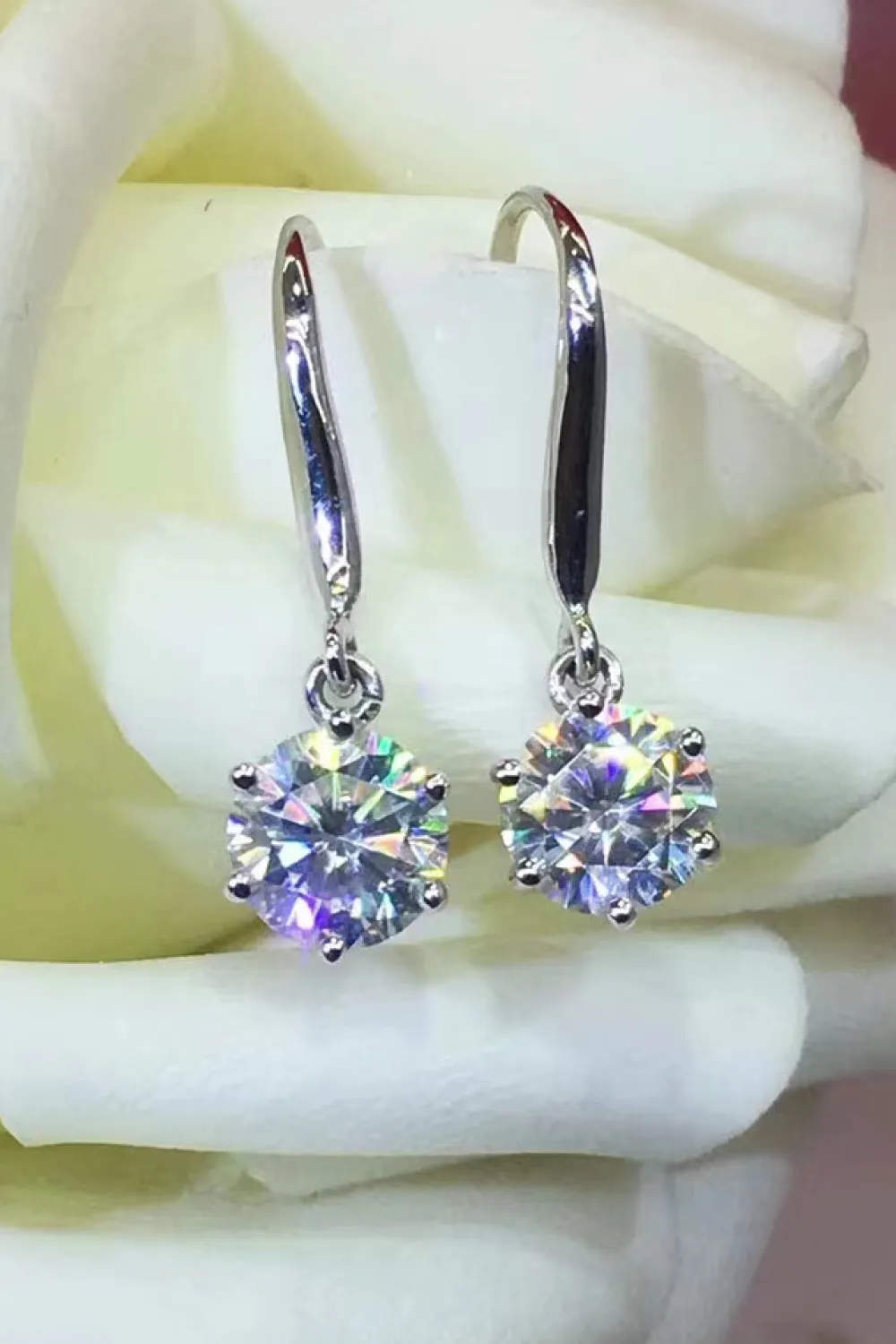 2 Carat Moissanite 6-Prong Drop Earrings, image 3