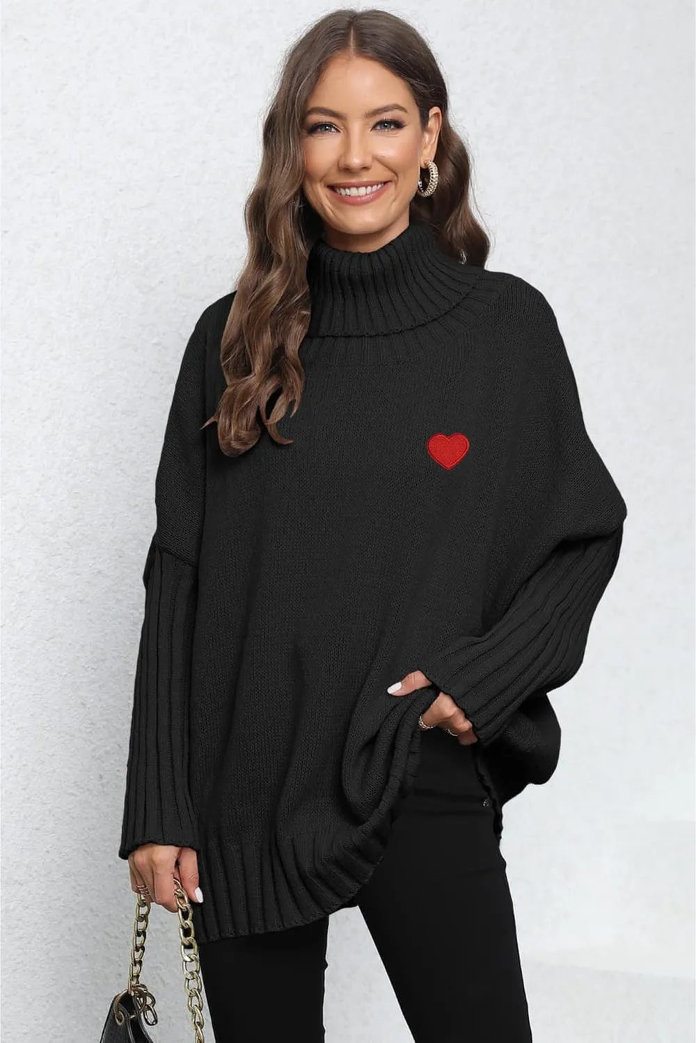 Turtle Neck Long Sleeve Ribbed Sweater, image 2