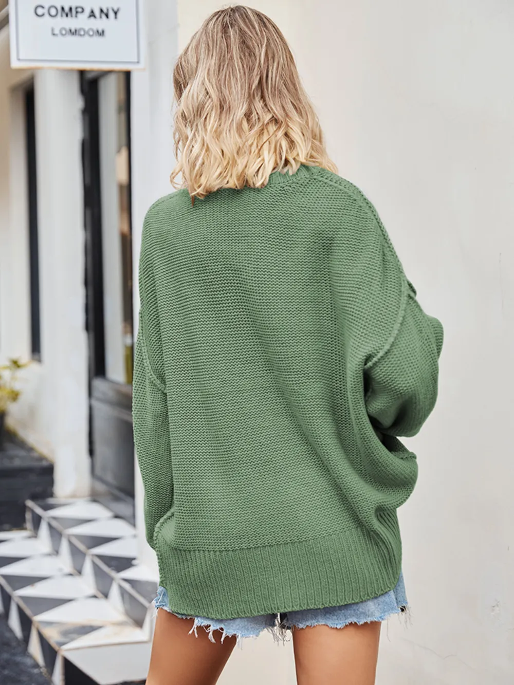 V-Neck Ribbed Dropped Shoulder Knit Top, image 23