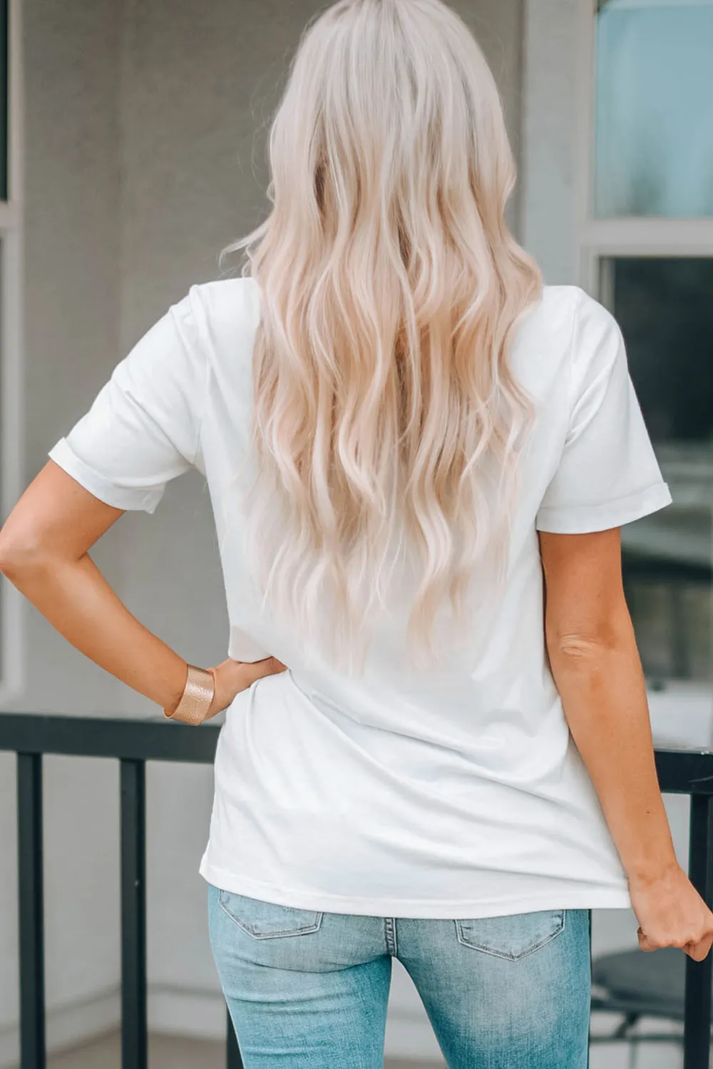 Letter Graphic Round Neck Tee, image 3