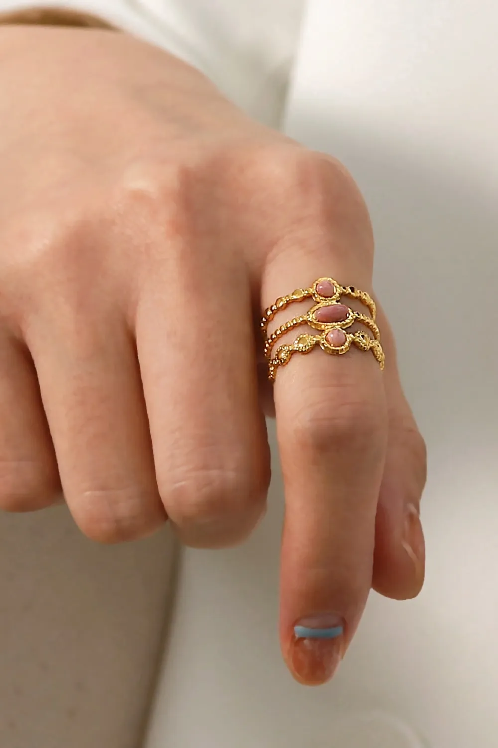 Triple-Layered Stainless Steel Open Ring, image 2