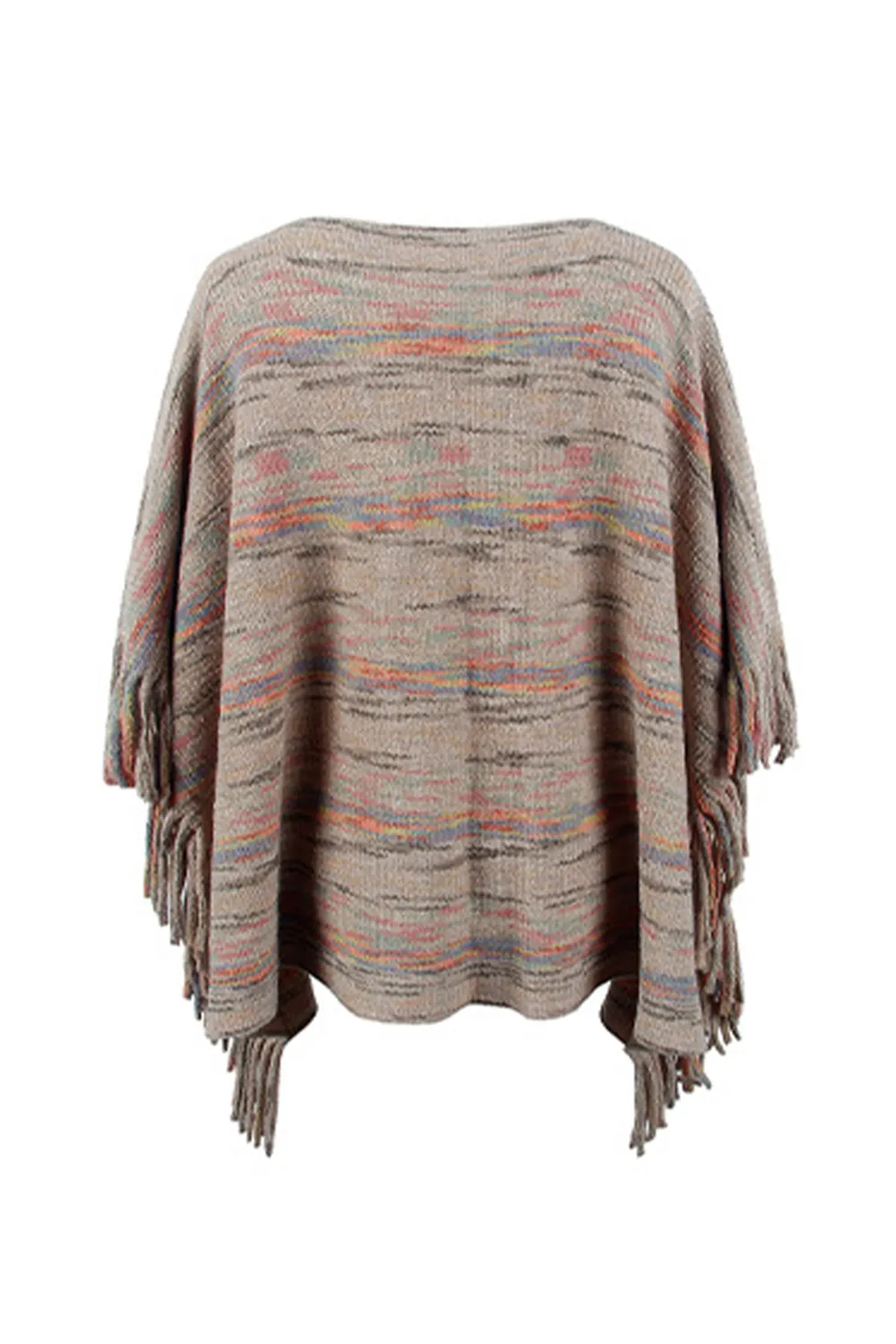 Round Neck Fringe Detail Sleeve Poncho, image 6