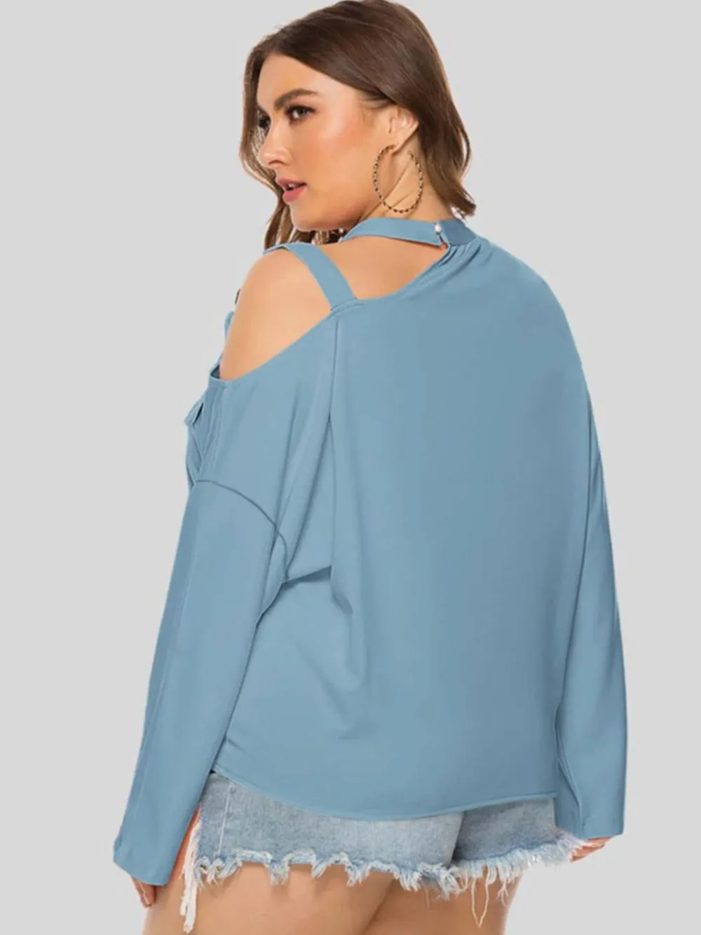 Plus Size Cold-Shoulder Tied Top, image 8