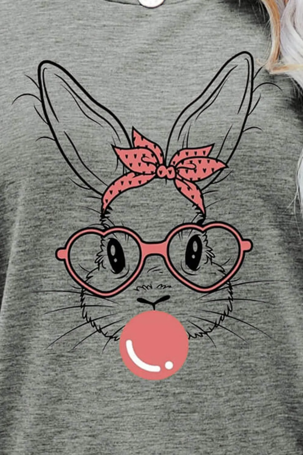 Easter Bunny Graphic Round Neck T-Shirt, image 10