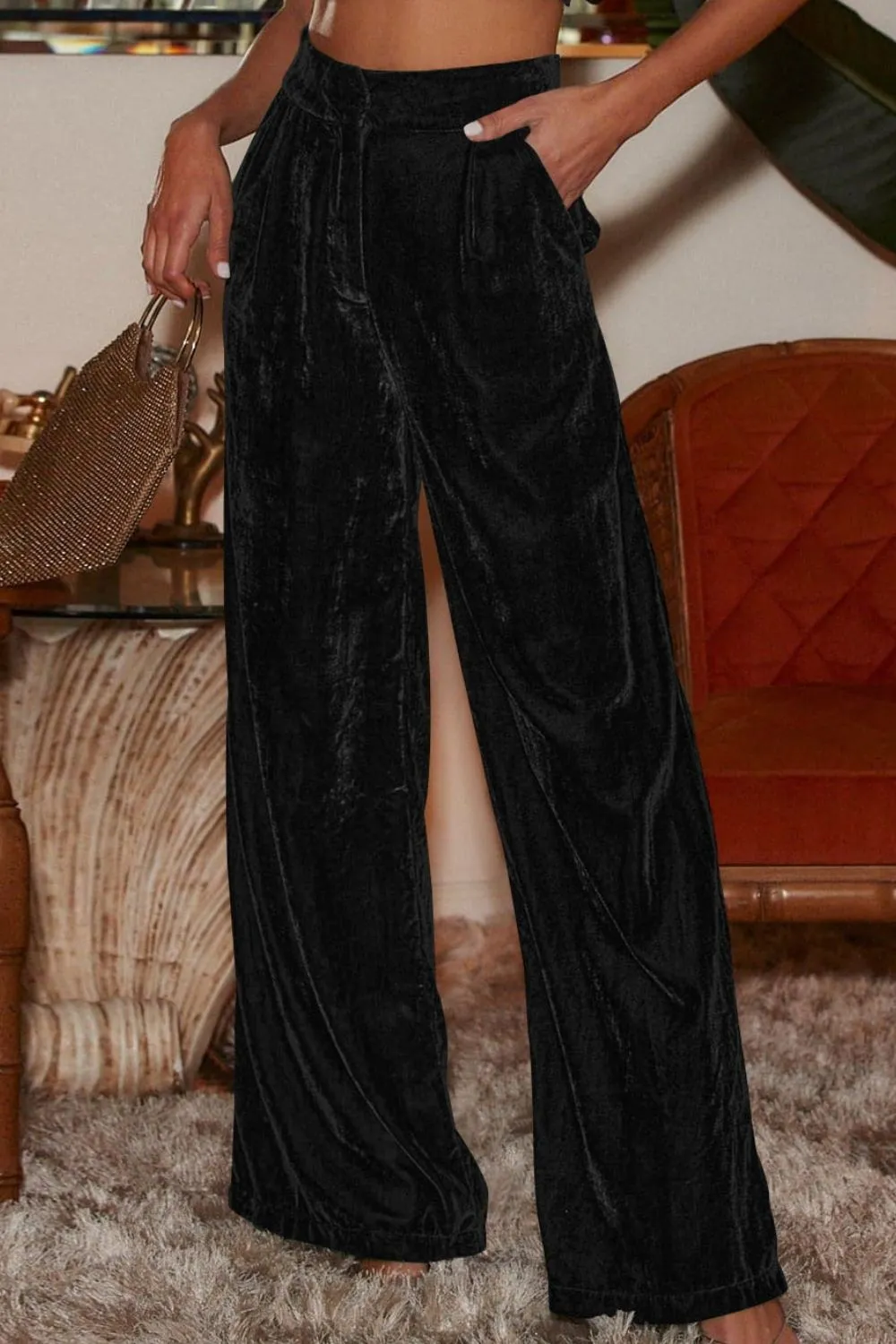 Loose Fit High Waist Long Pants with Pockets, image 6