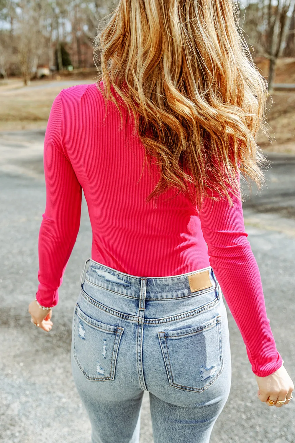 High Neck Long Sleeve Ribbed Top, image 8