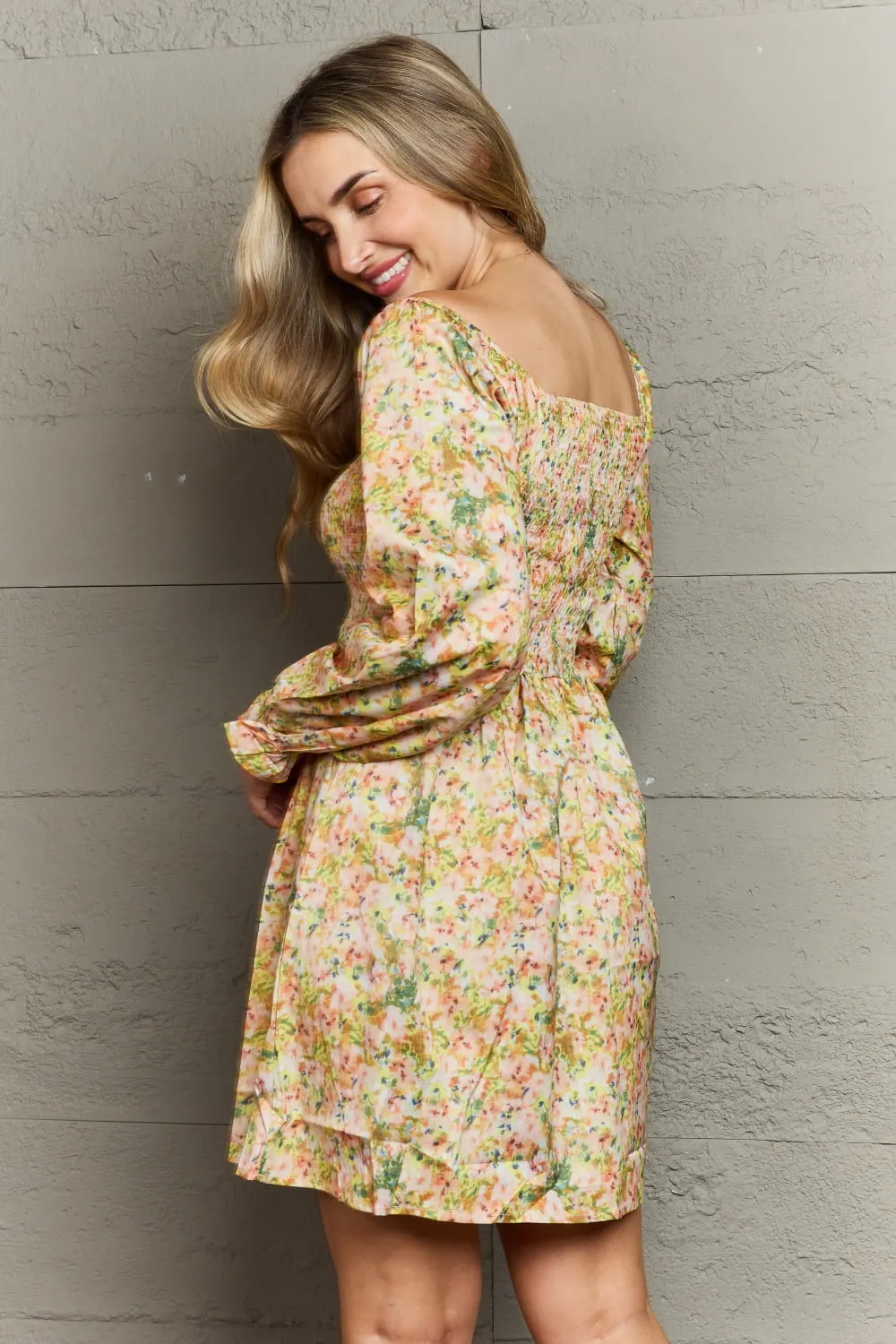 Floral Smocked Square Neck Dress, image 5
