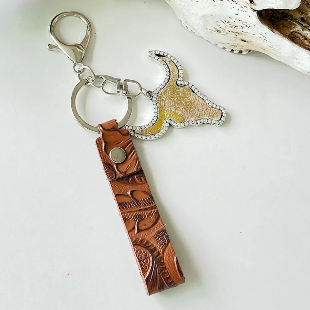 Rhinestone Bull Keychain, image 7