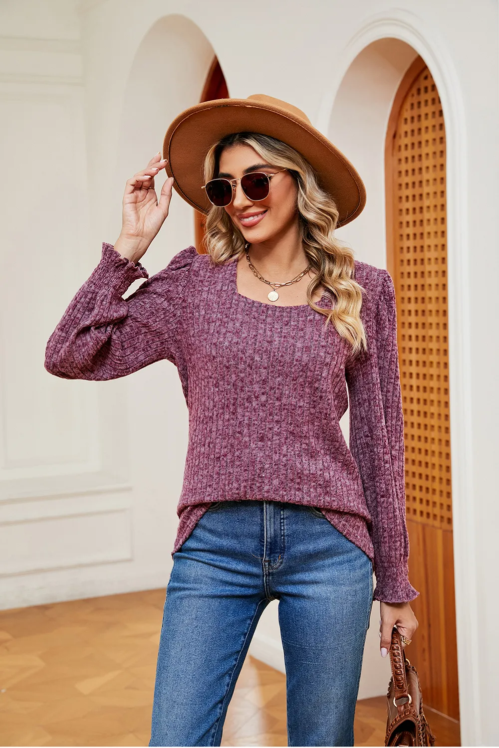 Square Neck Puff Sleeve Top, image 22