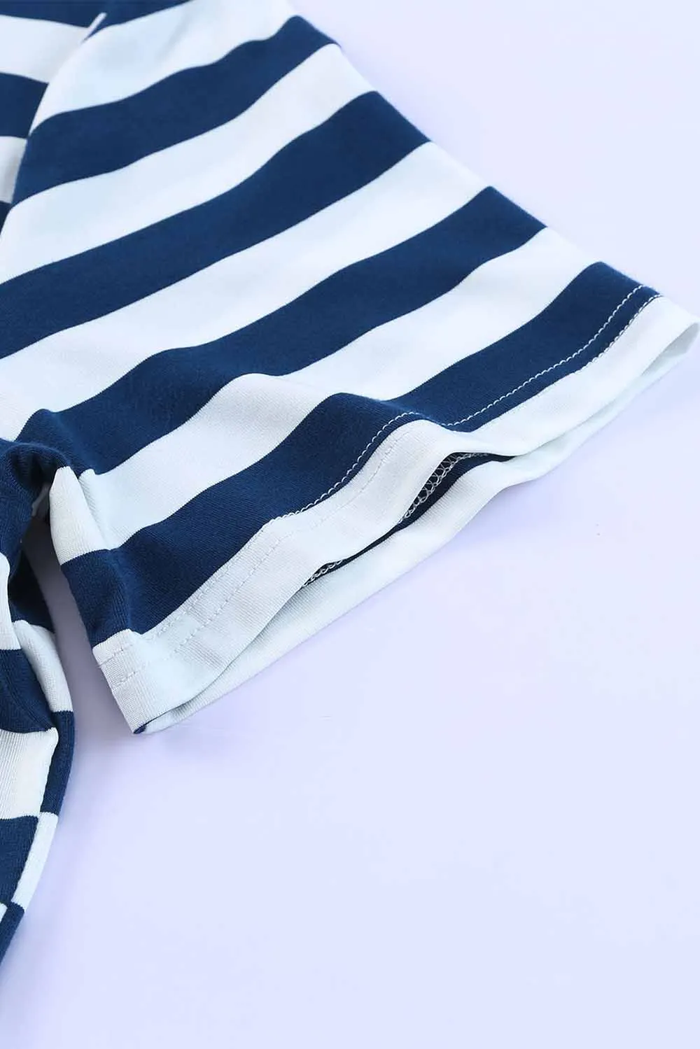 Striped V-Neck Short Sleeve Side Slit Dress, image 10