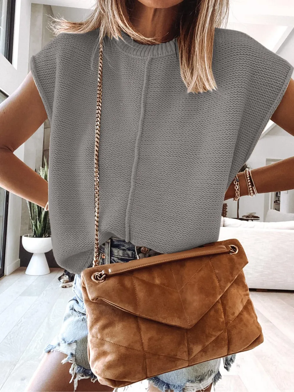Cap Sleeve Sweater Vest, image 10