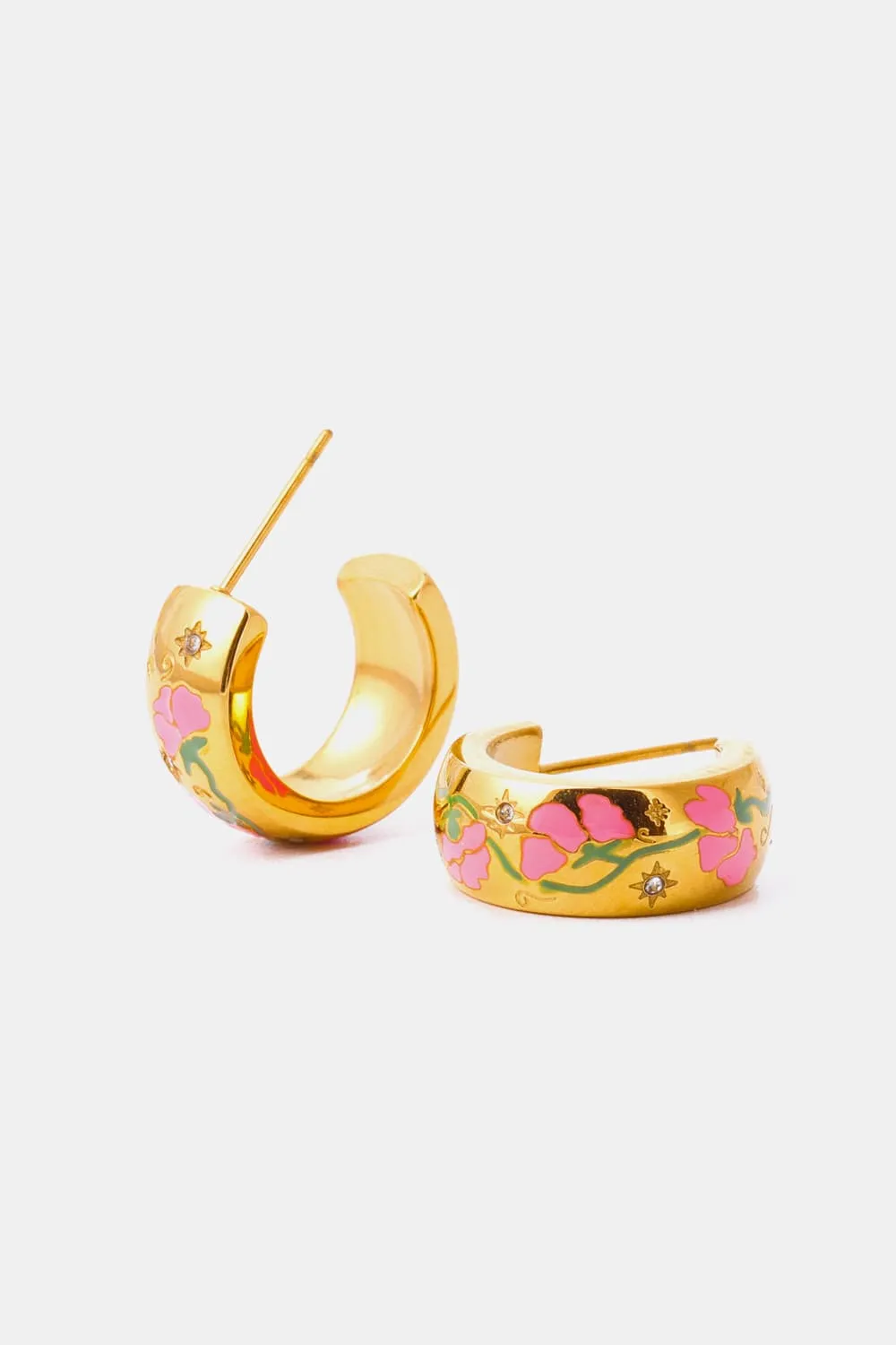Stainless Steel 18K Gold Plated Ring Shape C-Hoop Earrings, image 9