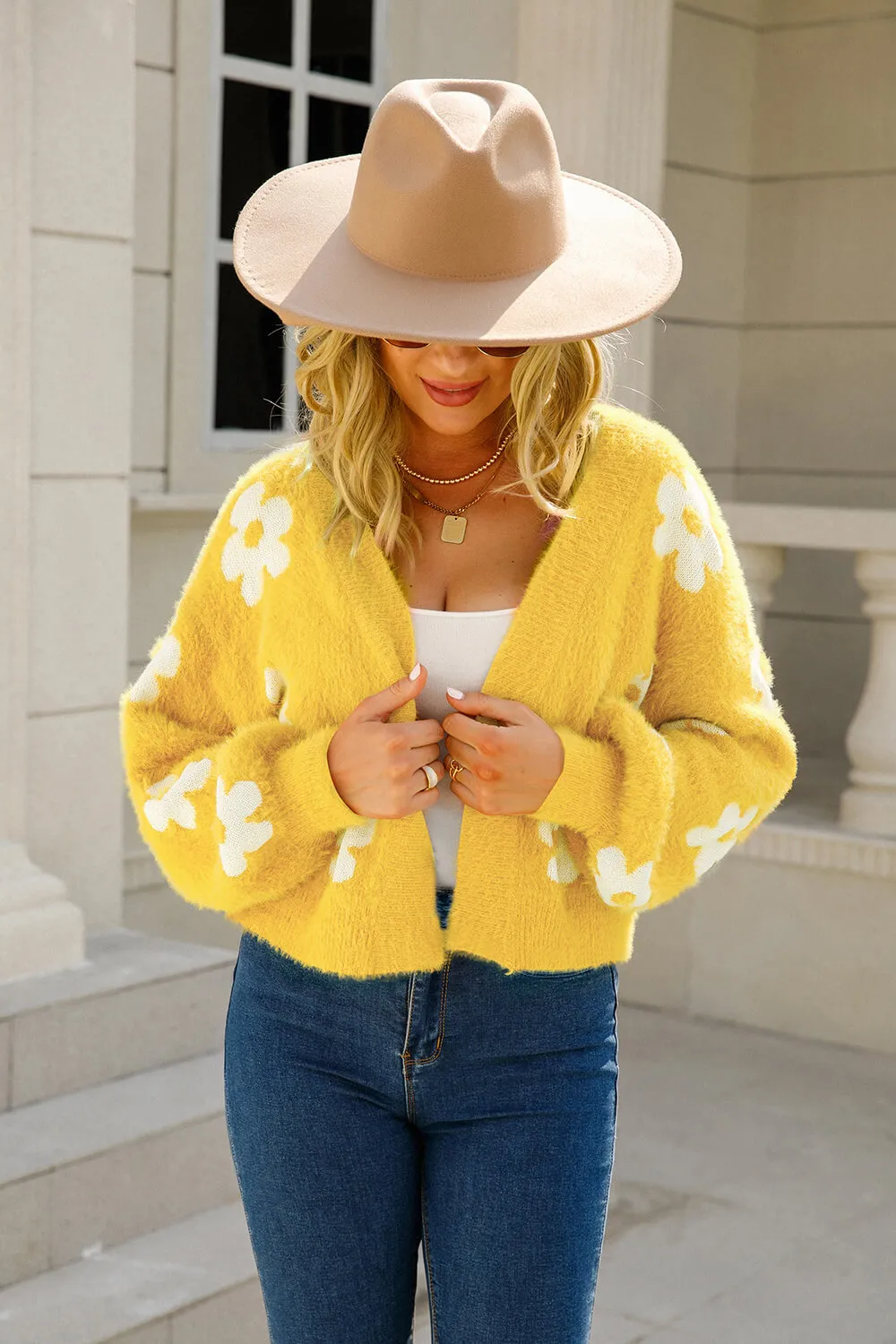 Floral Open Front Fuzzy Cardigan, image 16