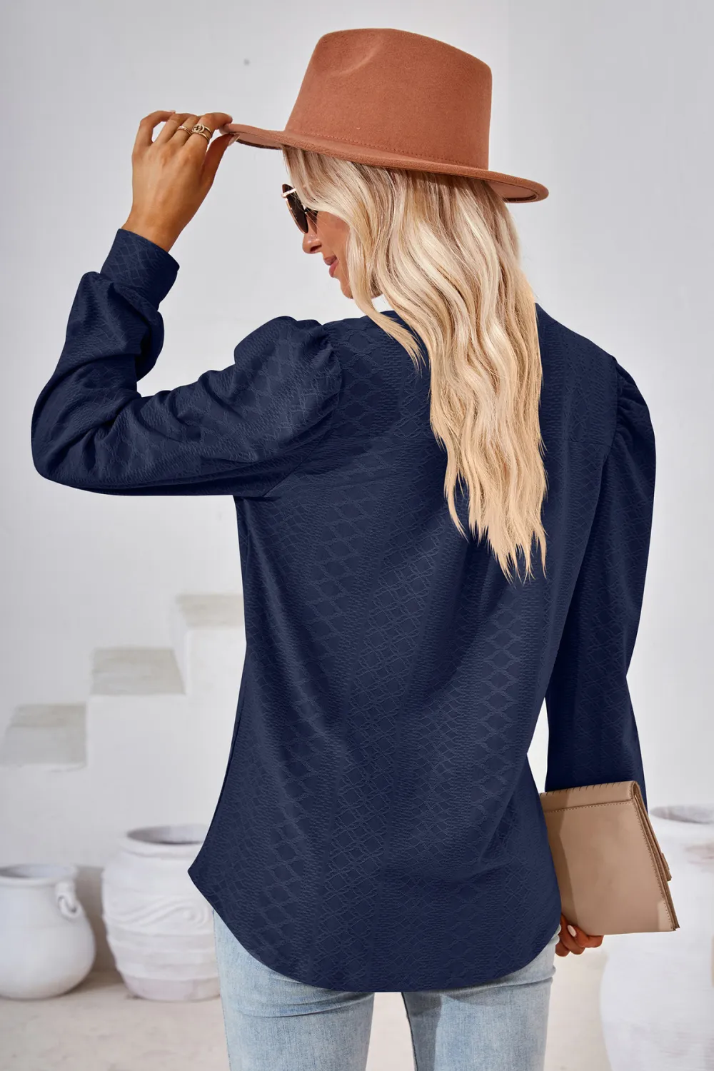 V-Neck Puff Sleeve Blouse, image 9