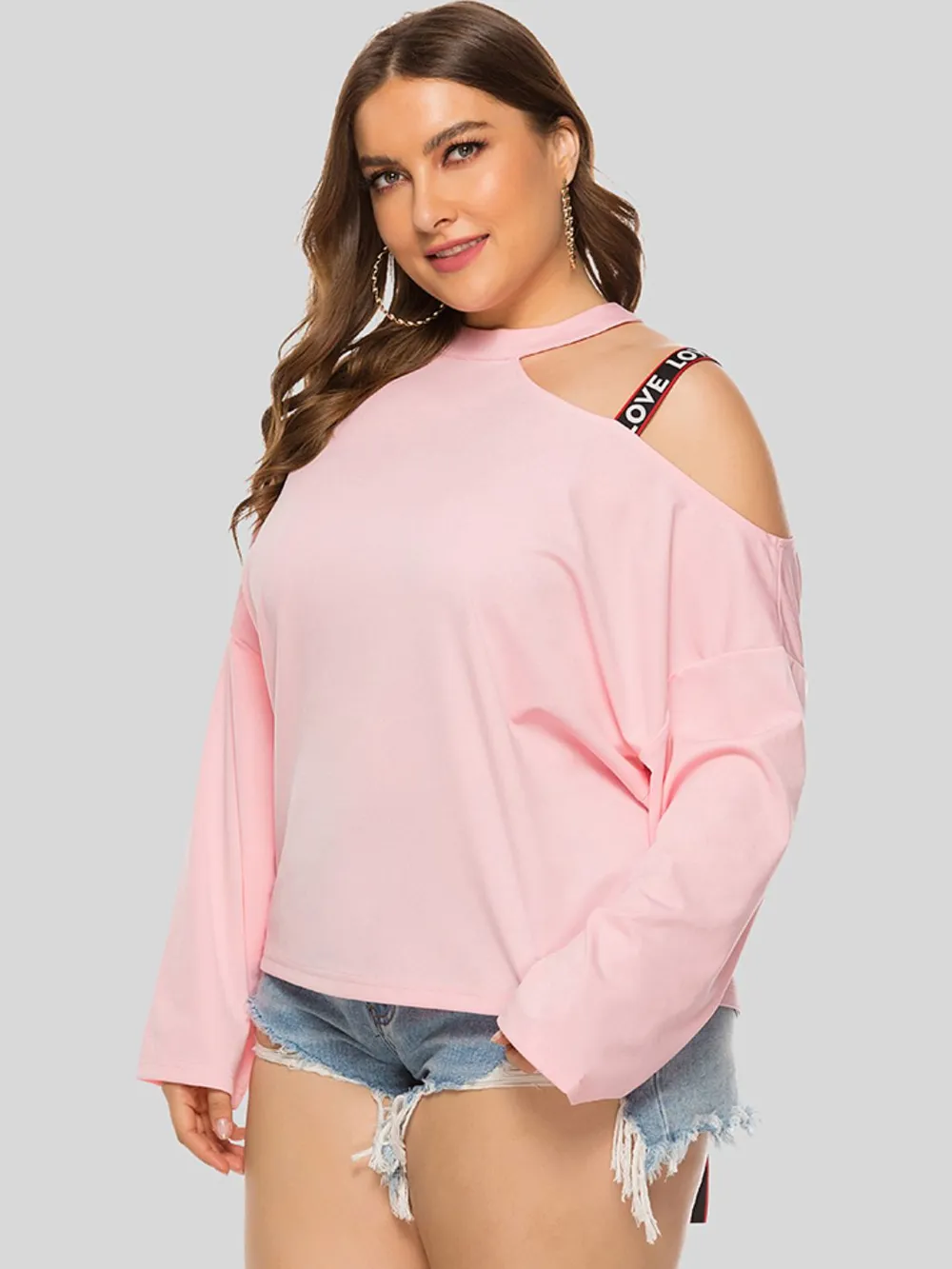 Plus Size Cold-Shoulder Round Neck Blouse, image 5