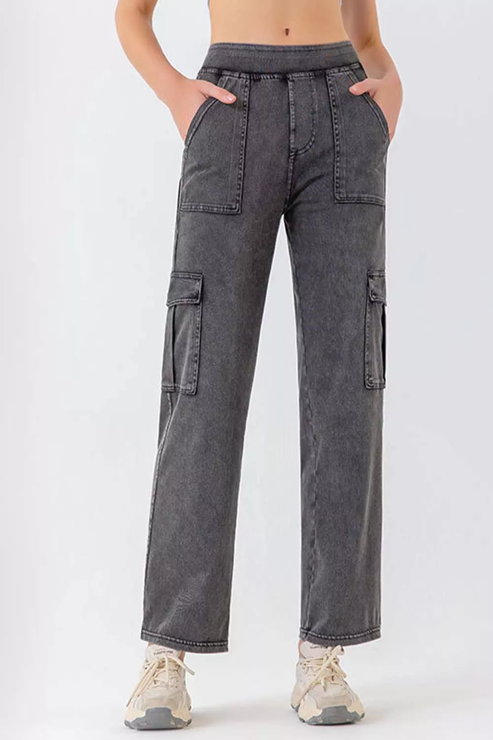 Buttoned Pocketed Long Jeans, image 2