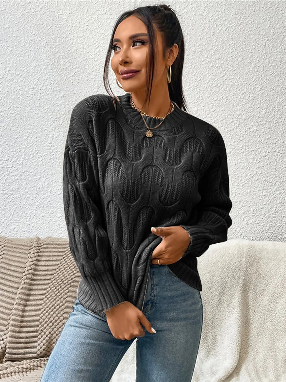 Round Neck Long Sleeve Sweater, image 11