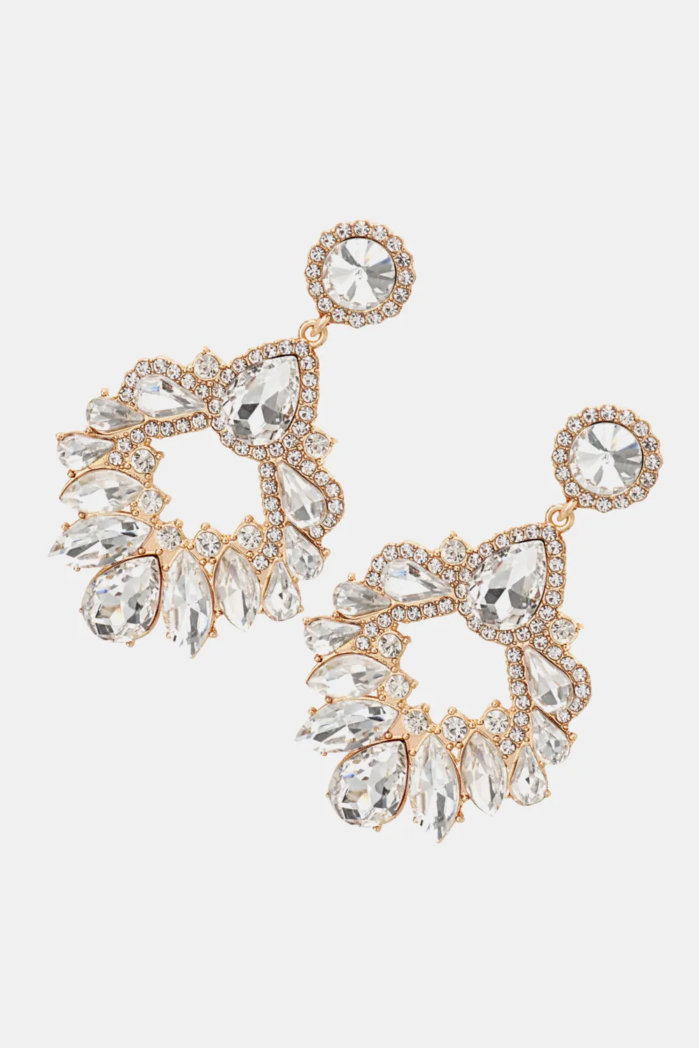 Zinc Alloy Frame Glass Stone Dangle Earrings, image 8