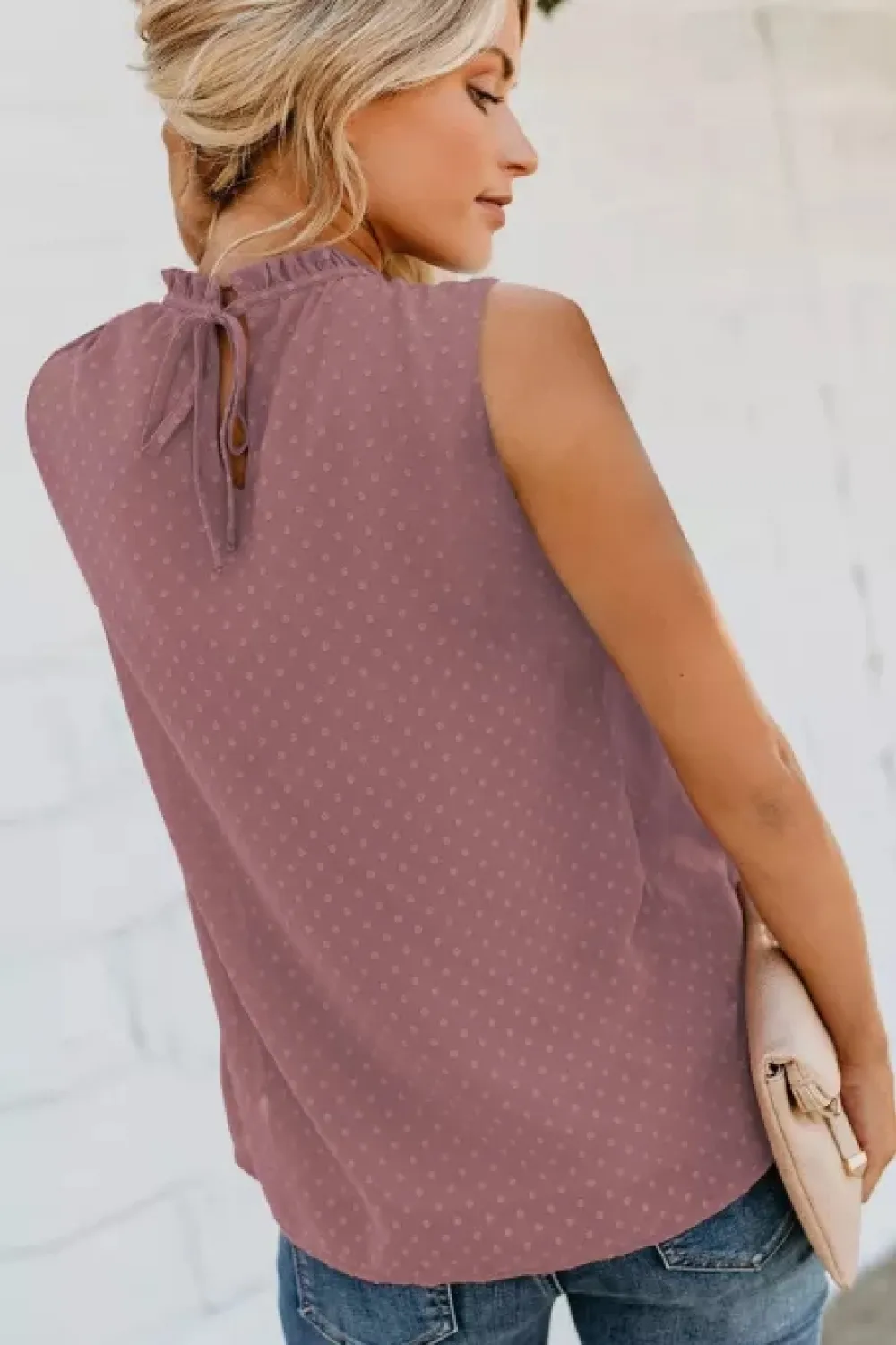 Smocked Tie Back Frill Trim Tank, image 15