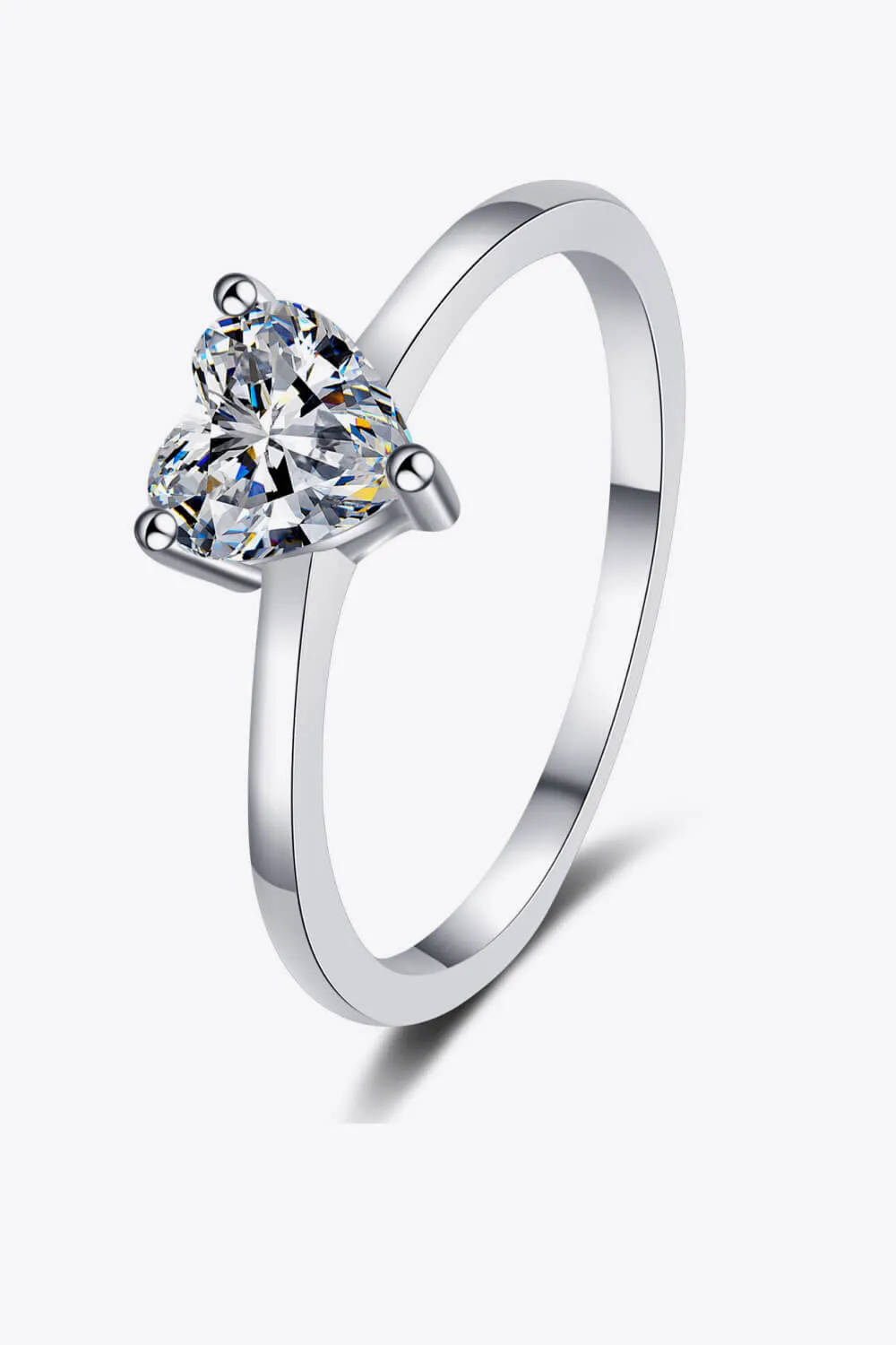 925 Sterling Silver Heart-Shaped Moissanite Solitaire Ring, image 3