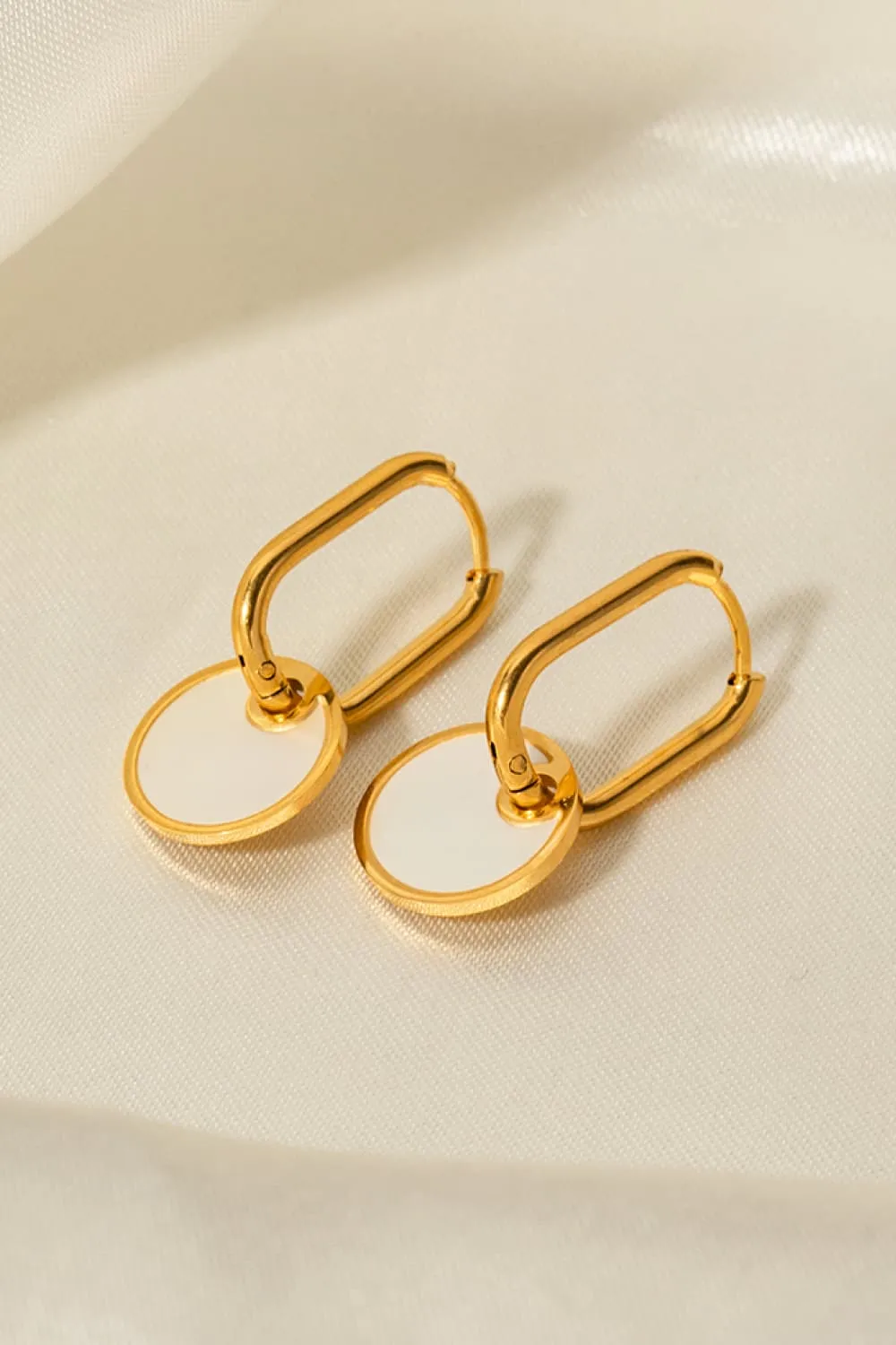 Copper White Mother-Of-Pearl Drop Earrings, image 4