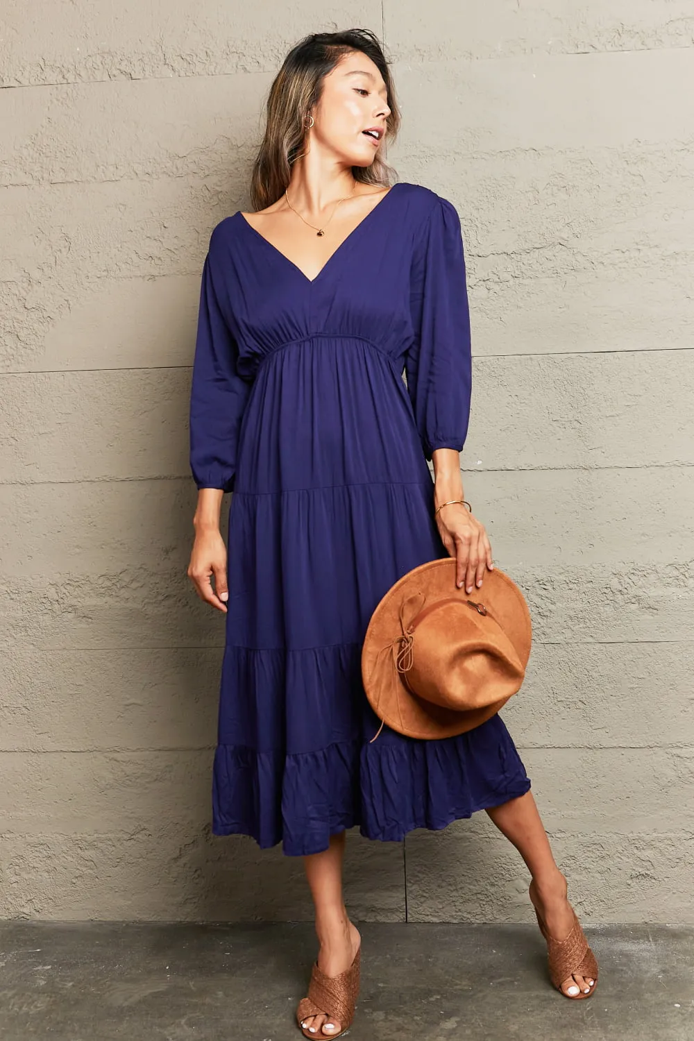 Tied Backless Tiered Midi Dress, image 3