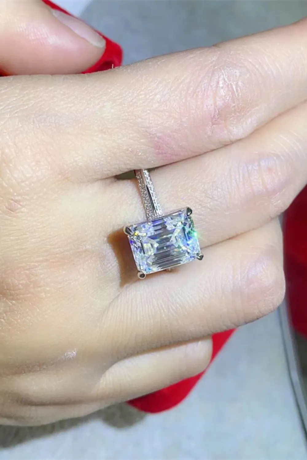 5 Carat Moissanite Platinum-Plated Ring, image 3