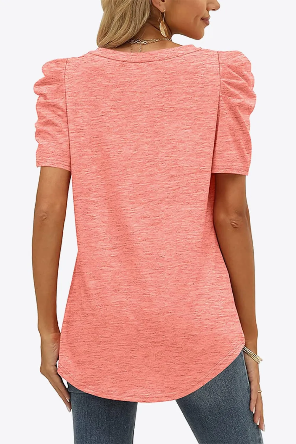 V-Neck Puff Sleeve Tee, image 9