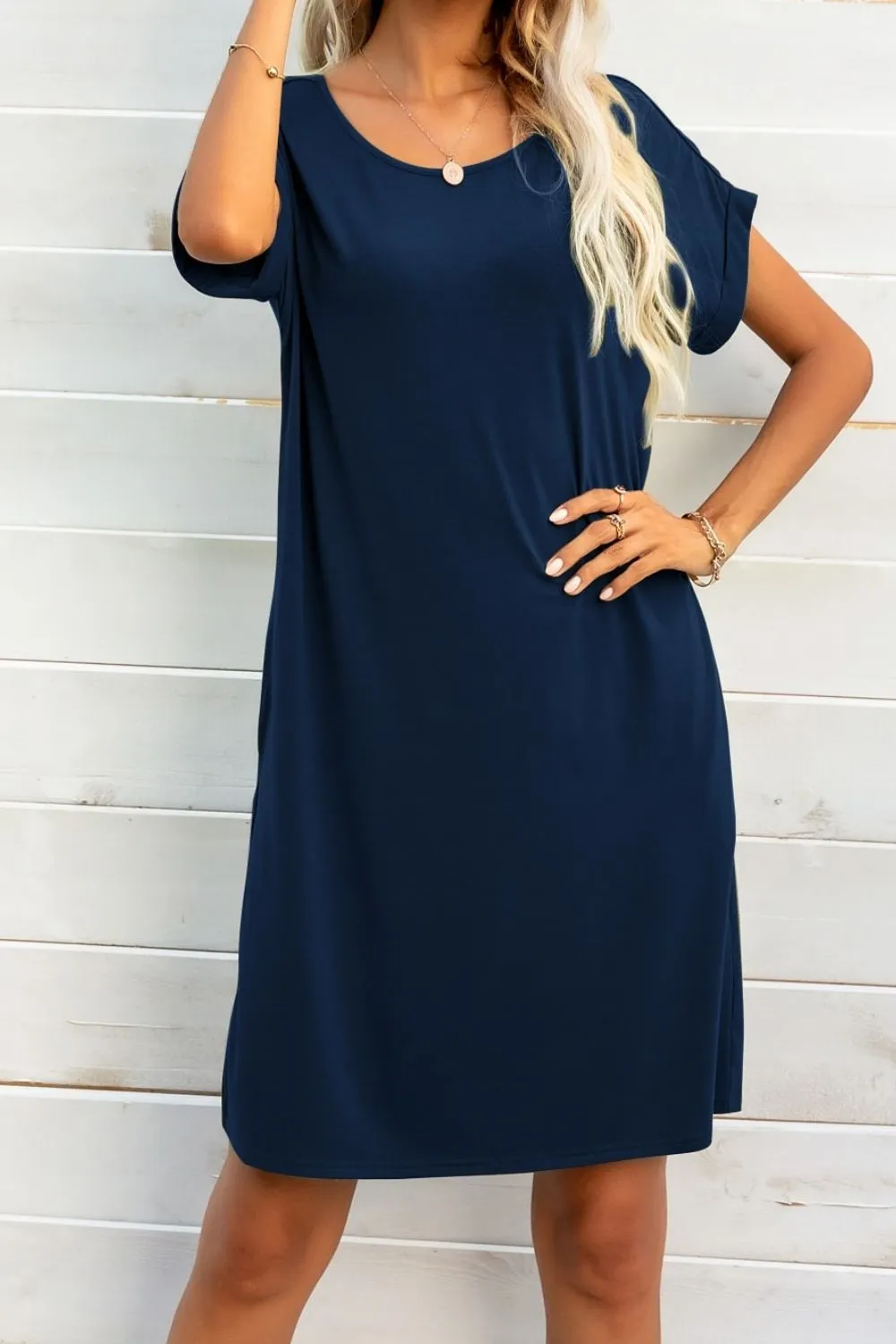 Scoop Neck Short Sleeve Pocket Dress, image 14