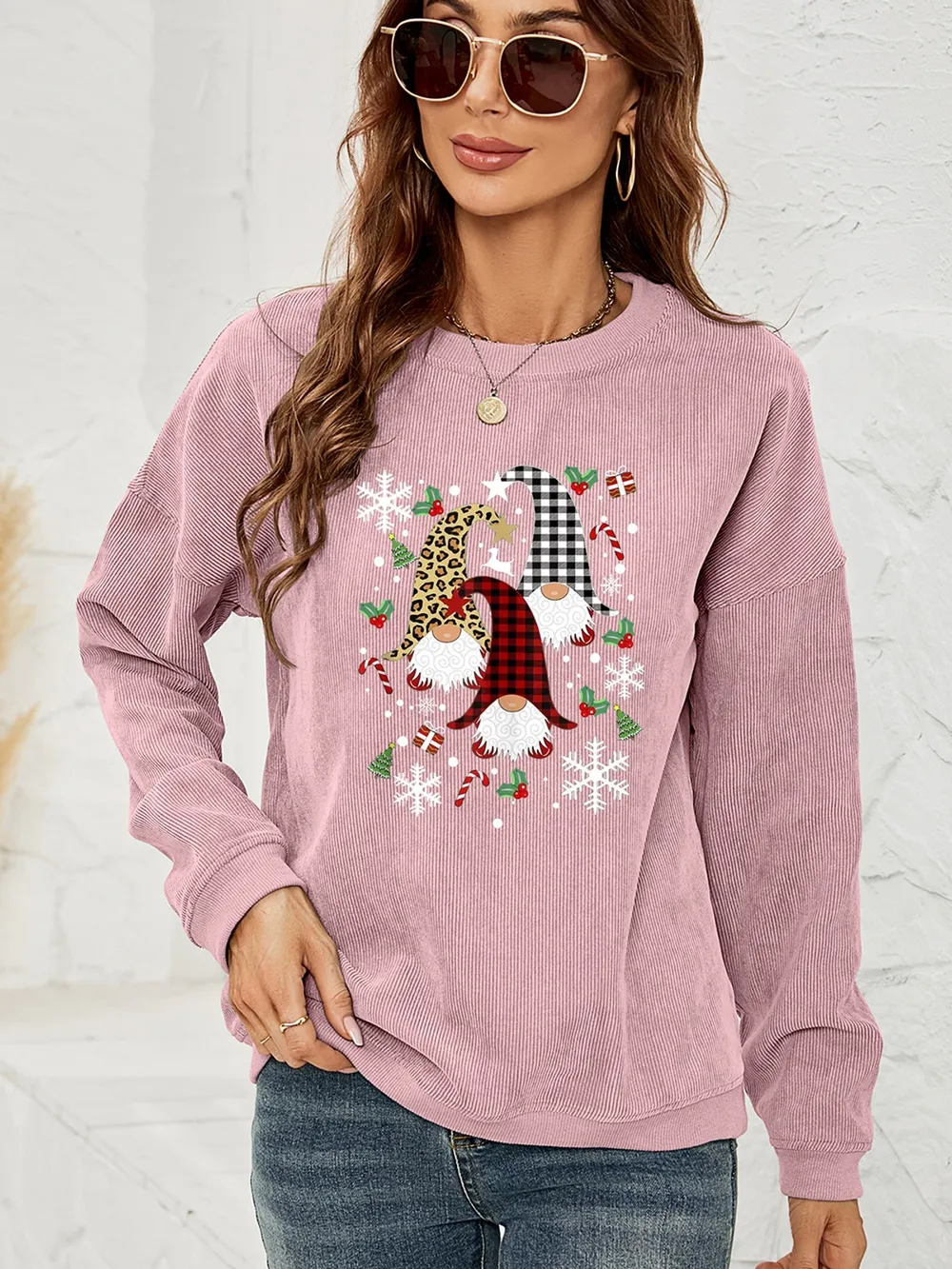 Faceless Gnome Graphic Drop Shoulder Sweatshirt, image 2