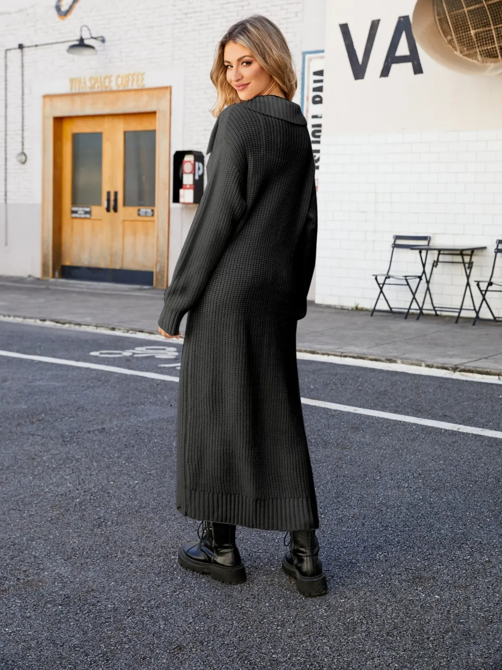 Full Size Collared Open Front Duster Cardigan, image 12