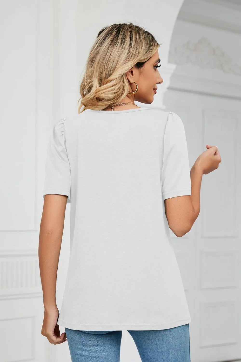 Square Neck Puff Sleeve T-Shirt, image 21