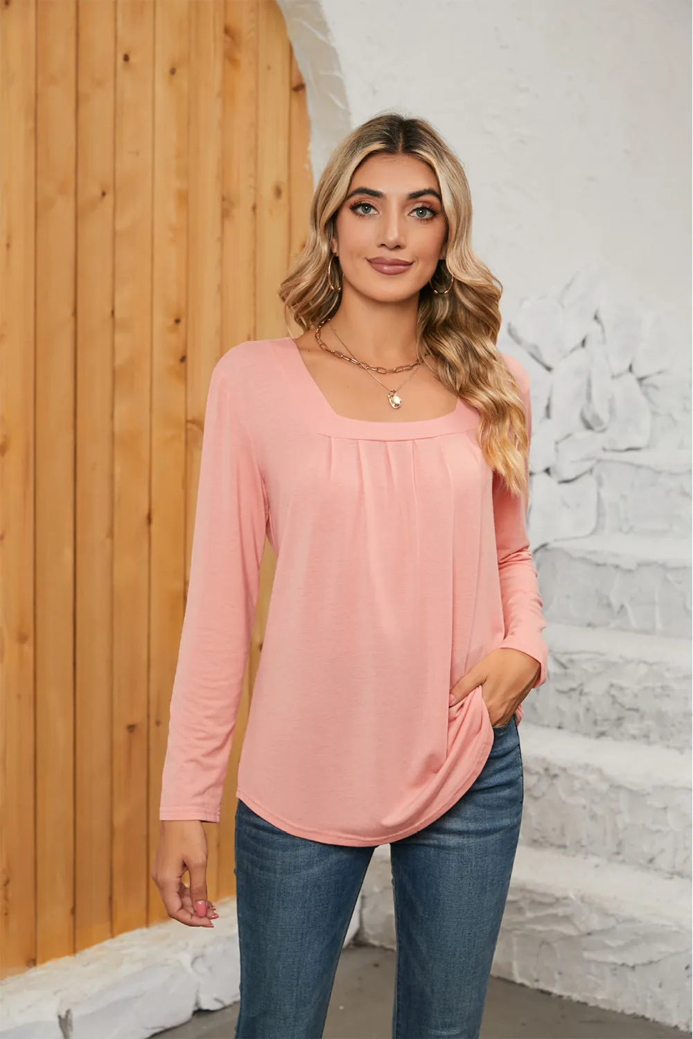 Square Neck Long Sleeve T-Shirt, image 2