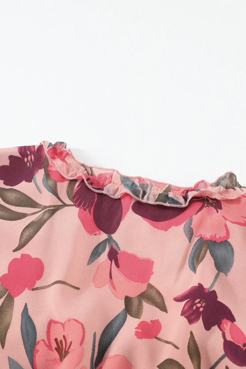 Floral Frill Trim Flounce Sleeve Plunge Maxi Dress, image 8