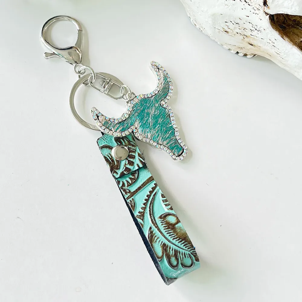 Rhinestone Bull Keychain, image 4