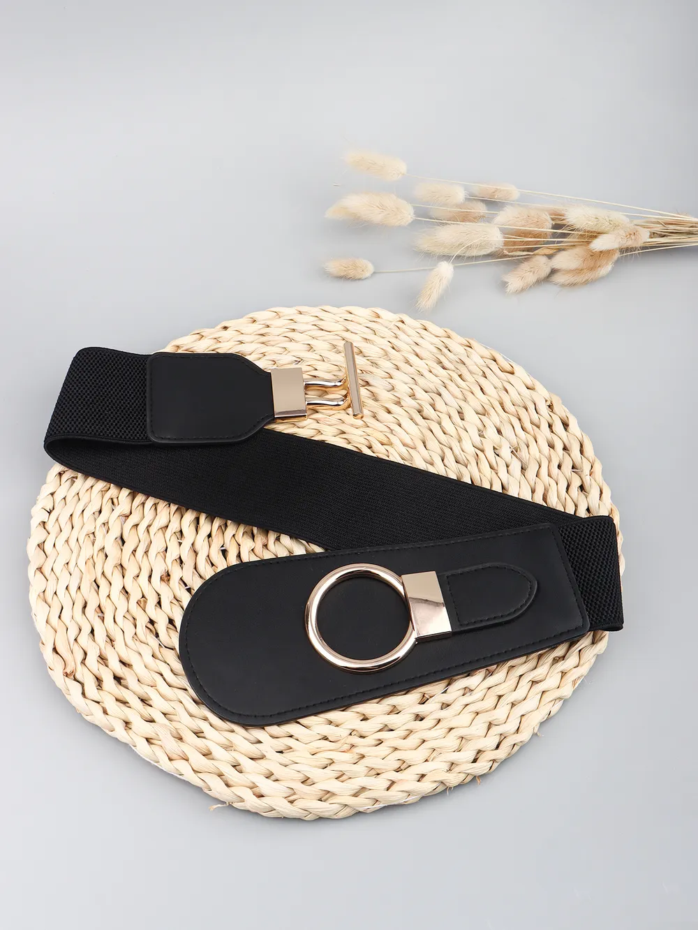 PU Elastic Wide Belt with Alloy Buckle, image 23